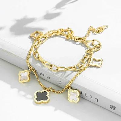 Luxury Golden Layered Clover Bracelet